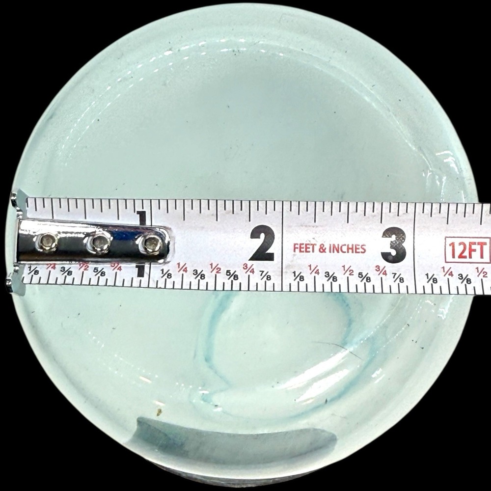 Artisan Handblown Aqua Glass Vase w/ Pewter Sunburst Medallion Signed "A 14/30" - Picture 8 of 10